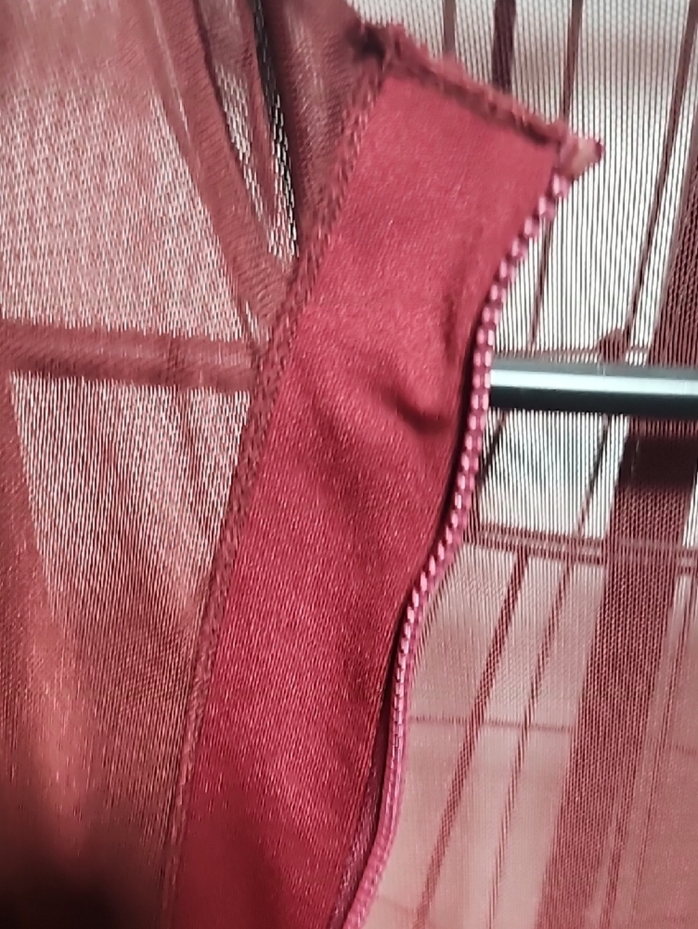Women’s Burgundy Mesh Zip-Front Jacket - Picture 3 of 5
